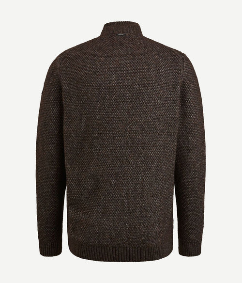 Vanguard trui halve rits wol bruin | Regular-fit