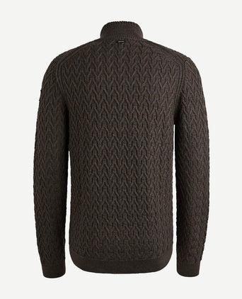 Vanguard trui halve rits wol bruin | Regular-fit