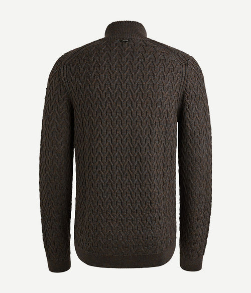 Vanguard trui halve rits wol bruin | Regular-fit