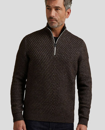 Vanguard trui halve rits wol bruin | Regular-fit