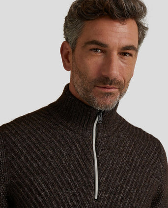 Vanguard trui halve rits wol bruin | Regular-fit