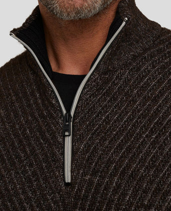 Vanguard trui halve rits wol bruin | Regular-fit