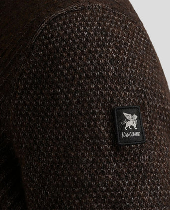 Vanguard trui halve rits wol bruin | Regular-fit