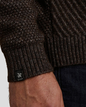Vanguard trui halve rits wol bruin | Regular-fit