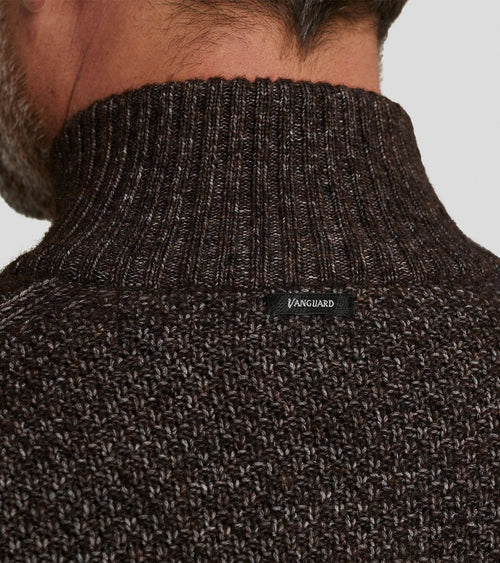 Vanguard trui halve rits wol bruin | Regular-fit