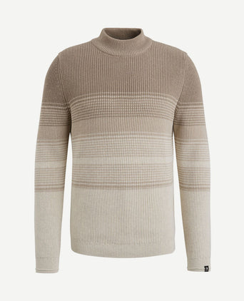 Trui knitted streep beige