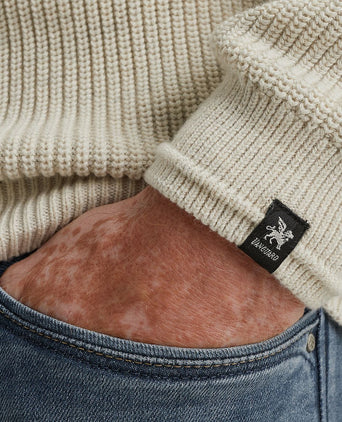 Vanguard trui knitted streep beige | Regular-fit