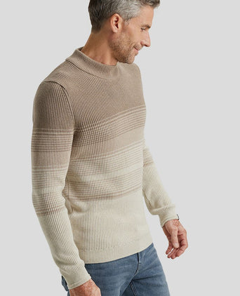 Vanguard trui knitted streep beige | Regular-fit