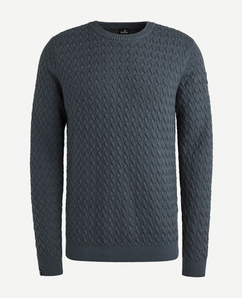 Vanguard trui knitted structure blauw | Regular-fit