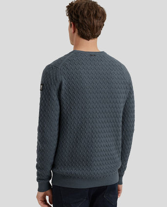 Vanguard trui knitted structure blauw | Regular-fit