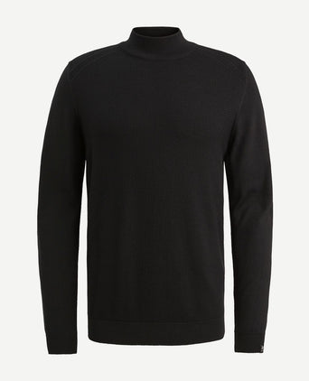 Vanguard trui knitted turtle zwart | Regular-fit