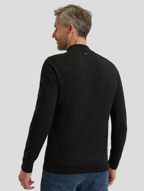 Vanguard trui knitted turtle zwart | Regular-fit