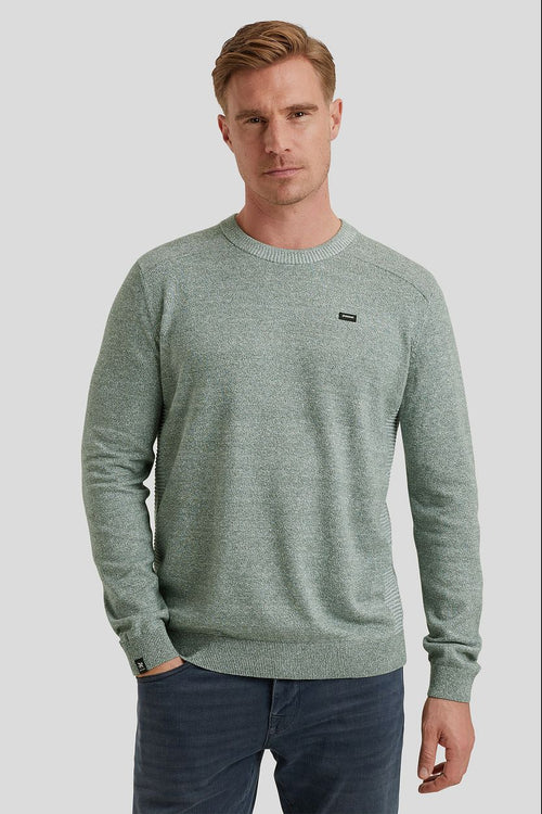 Vanguard trui linnen blend melange groen | Regular-fit