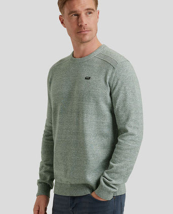 Vanguard trui linnen blend melange groen | Regular-fit