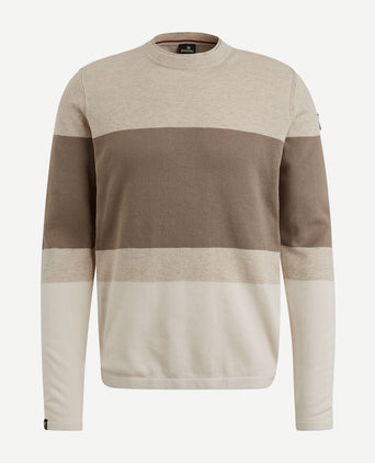 Vanguard trui streep beige | Regular-fit