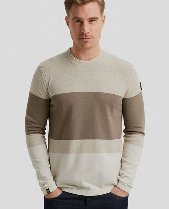 Vanguard trui streep beige | Regular-fit
