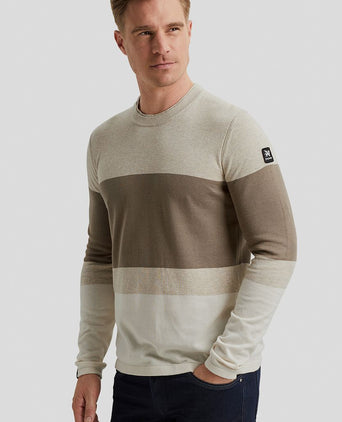 Vanguard trui streep beige | Regular-fit