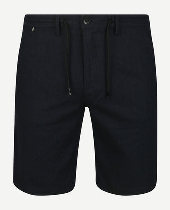 Vanguard v11 short herringbone linen blend donkerblauw | Regular-fit