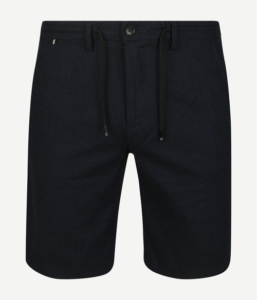 Vanguard v11 short herringbone linen blend donkerblauw | Regular-fit