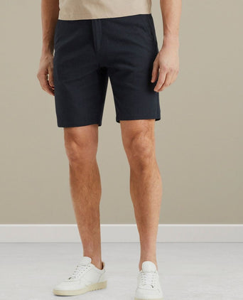 Vanguard v11 short herringbone linen blend donkerblauw | Regular-fit