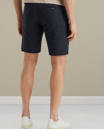 Vanguard v11 short herringbone linen blend donkerblauw | Regular-fit