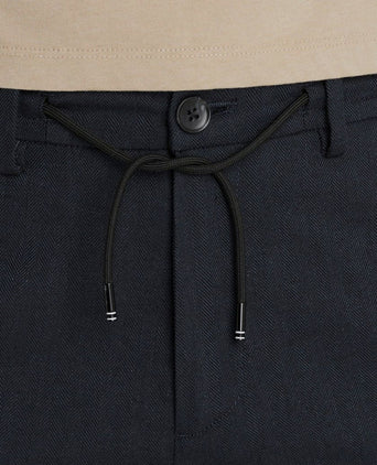 Vanguard v11 short herringbone linen blend donkerblauw | Regular-fit