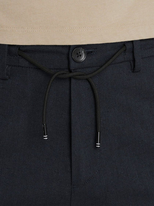 Vanguard v11 short herringbone linen blend donkerblauw | Regular-fit