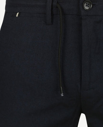 Vanguard v11 short herringbone linen blend donkerblauw | Regular-fit