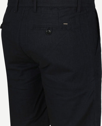 Vanguard v11 short herringbone linen blend donkerblauw | Regular-fit