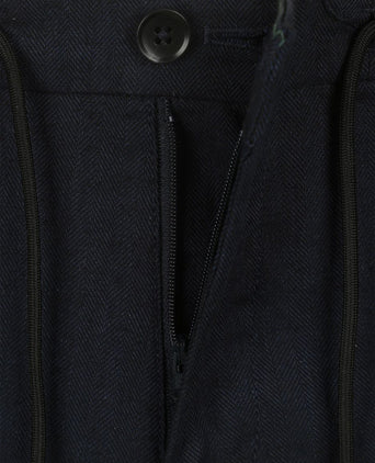 Vanguard v11 short herringbone linen blend donkerblauw | Regular-fit