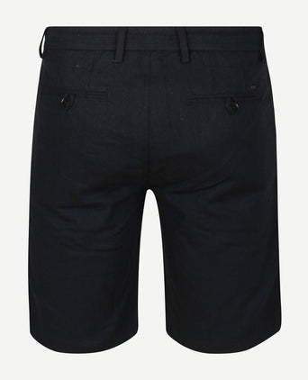 Vanguard v11 short herringbone linen blend donkerblauw | Regular-fit