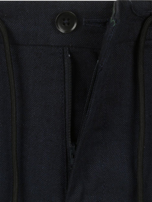 Vanguard v11 short herringbone linen blend donkerblauw | Regular-fit