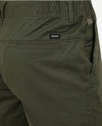 Vanguard v65 short fine twill donkergroen | Slim-fit