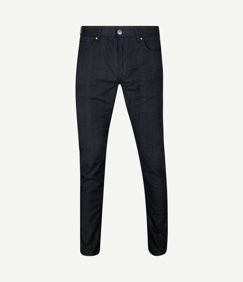 V7 rider broek ruit donkerblauw