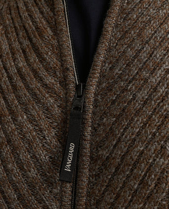 Vanguard vest structuur wol blend bruin | Regular-fit