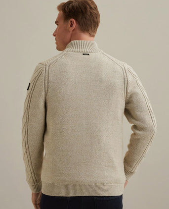 Vest structuur wol blend beige