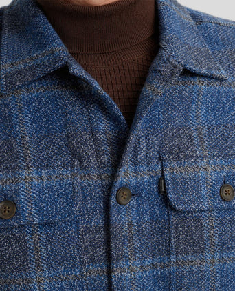 Overshirt brushed ruit blauw