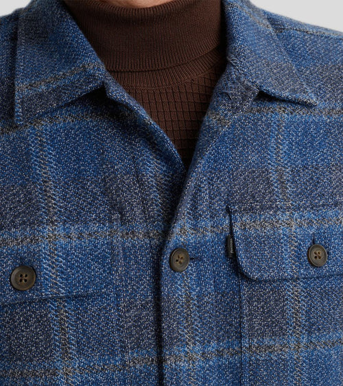 Overshirt brushed ruit blauw
