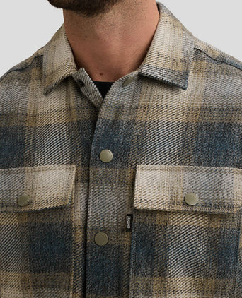 Overshirt brushed ruiten blauw
