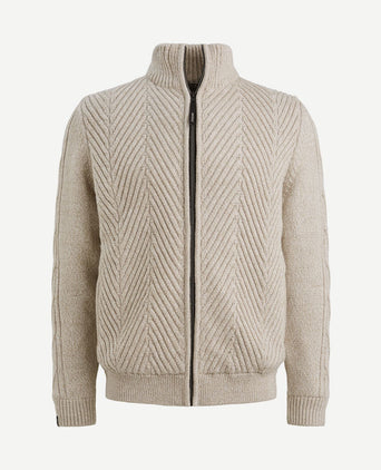 Vest structuur wol blend beige