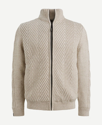 Vest structuur wol blend beige