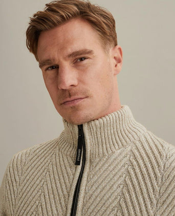 Vest structuur wol blend beige