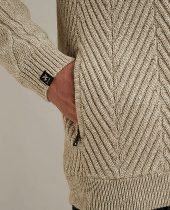 Vest structuur wol blend beige