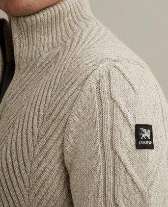 Vest structuur wol blend beige