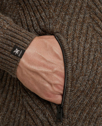 Vanguard vest structuur wol blend bruin | Regular-fit