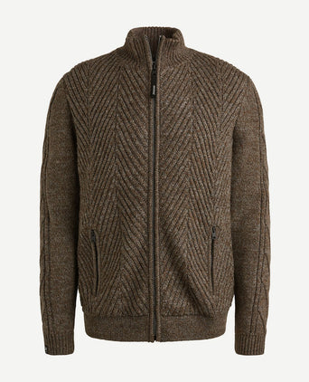 Vest structuur wol blend bruin
