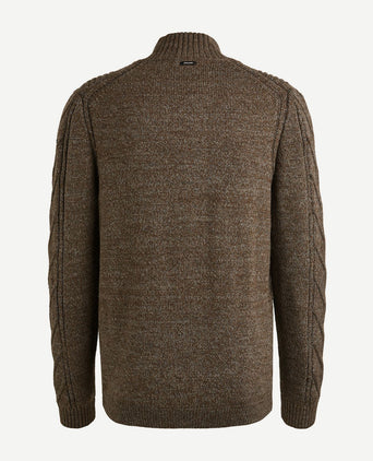 Vest structuur wol blend bruin
