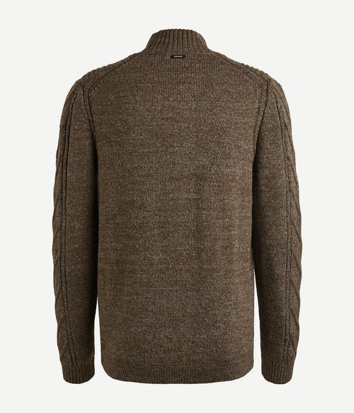 Vest structuur wol blend bruin