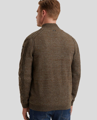 Vest structuur wol blend bruin