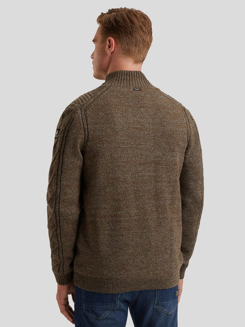 Vest structuur wol blend bruin